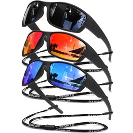 SQOQS Polarized Sports Sunglasses Men UV400 Protection Lightweight Wrap Around Goggles for Cycling Fishing Driving Running