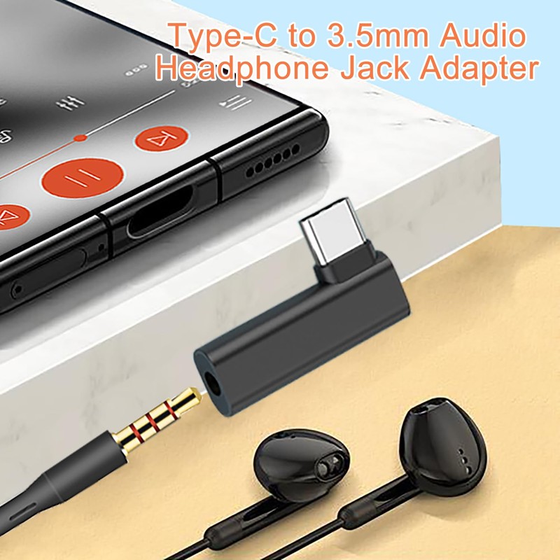 EUZUXU USB C to 3.5mm Headphone Adapter, 90 Degree USB