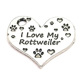 ChubbyChicoCharms I Love My Rottweiler 22mm Genuine American Pewter Charm