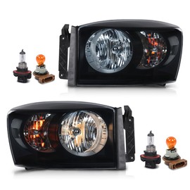 ALLGOOD Headlights Compatible with Dodge Ram 1500 2006-2008, Compatible with Dodge Ram 2500 3500 2006-2009, Smoky Lens Black Housing Clear Reflector, 1 Pair