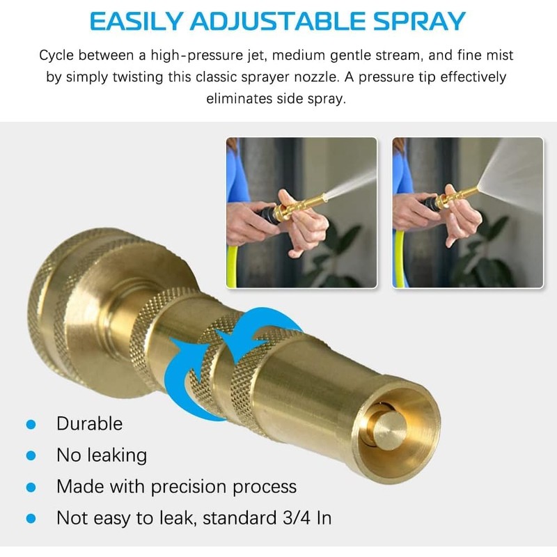 Boring Product Hose Sprayer Nozzle Set, Solid Brass Adjustable Twist