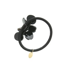 VingTAINE H7671-BK-HGOM Hair Elastic Hair Cuff, Pony Hook, Tortoise Shell Style, Double Flower, Stone, Hair Hook, Flower, Hair Accessories, Adult Casual, Simple