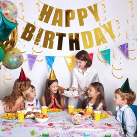 Kzouenzu Happy Birthday Garland, Garland Birthday, Happy Birthday Decoration, Spiral Hanging Decoration for Birthday, Party
