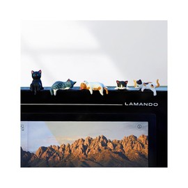 FALVFUN Cute Mini Car Cat Ornament, 5PCS Funny Vehicle Rear View Mirror & Dashboard Figurines Decoration, Automotive Interior Decor Accessories, Universal for SUV Sedan Truck