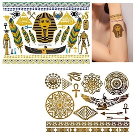 2 Sheets Egyptian Tattoo Bracelets Tattoos Gold Tattoos Metallic Tattoo Fake Tattoos VT369 330b