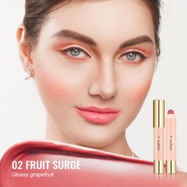 Oulac Blush Stick - Lipstick and Blush Duo, Tinted Lip Balm, Moisturizing and Nourishing, Glossy Finish, Apply to Face and Lips, Fruit Surge(02)