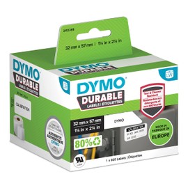 Dymo 1933084 LW High Performance Industrial Labels (for LabelWriter Label Printer, White Polyester, 57mm x 32mm) Roll of 800 Labels