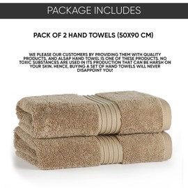 ALSAP Brown Hand Towels Pack of 2 - Ultra Soft Super Absorbent 700 GSM Egyptian Cotton Towels - Bathroom Linen Sets - Luxury Hotel Quality Cotton Hand Towels Set Convenient Size 50x90 cm