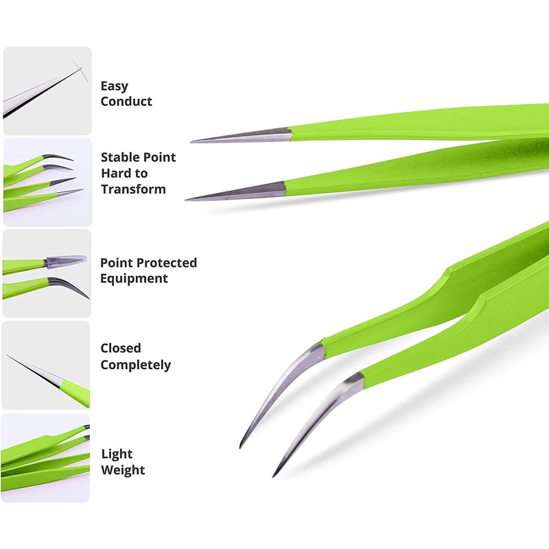 SIVOTE Lash Tweezers for Eyelash Extensions, Hand Calibrated Straight &