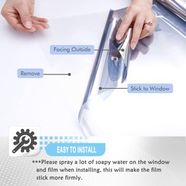 HOMTOL Window Privacy Film See Out Not in,23.6”*157.4” Daytime Privacy Window Film,UV Blocking Privacy Window Film with Free Window Tint Tools,No Glue Solar Blocking Window Film (Black Silver)