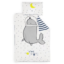 sleepwise children's bed linen 100x135 | OEKO-Tex certified 2-part. Baby bedding set for children with pillowcase 40x60 cm | extra soft microfiber baby kids bedding with zipper | Space Sea