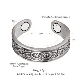 EnerMagiX Silver Color Pure Copper Magnetic Rings, Copper Rings for Women with 4 Magnets, Jewelry for Ladies