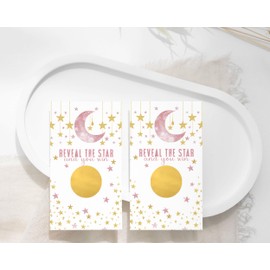 Twinkle Little Star Scratch Off Cards (30 Pack) Baby Shower Games Girls, All Occasion Lottery Scratcher Ticket Prize Drawings Win Prizes, Celestial Ideas Pink and Gold Wedding Favors