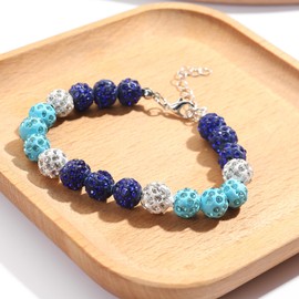 Terripets Baseball Bling bracelet Ice Collection bracelet Rhinestone Ball bracelet (Red white blue), 7.48