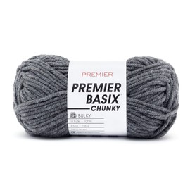 Premier Yarns Basix Chunky Yarn, Perfect for Crafting Quick Projects, Bulky Weight, Acrylic Yarn, Steel, 3.5 oz, 117 yards