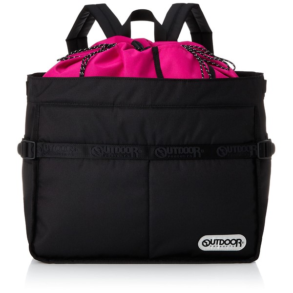 Outdoor Products Eco Bag, Cargo-Compatible, Large Capacity, Lightweight, Basket, Antibacterial, Ice Pack Pocket, BLACK2 (Black x Pink)