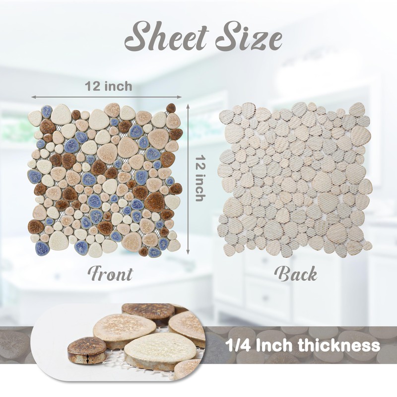 Parrotile Yosemite Matte Pebble Stone Tiles for Shower Floor Bathroom