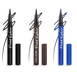 AMY'S DIARY 3 Pcs Waterproof Black&Brown&Blue Liquid Eyeliner Pen Set Professional Makeup Liquid Eye Liner Pencil Long Lasting and Smudge Proof Eye Makeup for Women (black+brown+blue)