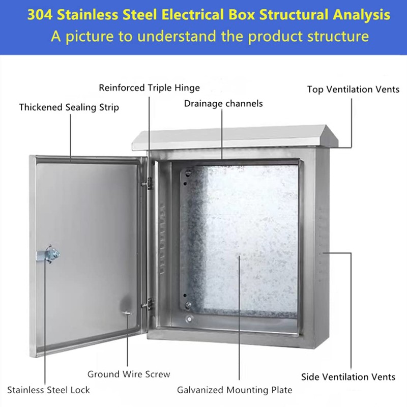 304 Stainless Steel Electrical Box 20'' x 16'' x 8''