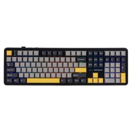 MechLands Aula F108 Wireless Gaming Keyboard with Screen, 4000mAh Battery, Full Size Custom Gasket Mechanical Keyboard, Programmable 108 Keys, Hot-Swappable, for Win/Mac (Grey&Yellow)