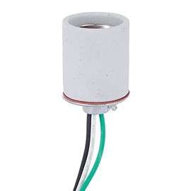 B&P Lamp® Unglazed Porcelain Med. Base Socket with 1/8IP Cap and 61" Wire Leads