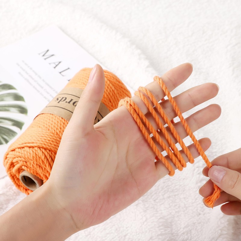 Likeecords Cotton Macrame Cord 3mm x 100m, 3 Strand Twisted,