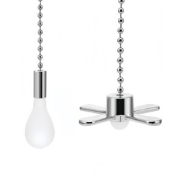 bepisof 2Pack Silver Decorative Ceiling Fan Pull Chain, Beaded Ball Pulls Chain Extension 12 Inches Fan Pulls, Silky Pull Chain for Ceiling Light/Fan Lamp