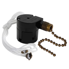 Ceiling Fan Switch Zing Ear ZE-208S5-1T 5 Wire 4 Speed Ceiling Fan Rotary Switch Ceiling Fan Light Lamp Replacement Switch with Pulling String for Wall Lamps, Cabinet Light, Bronze