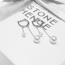 Dangle Pearl Small Hoop Earrings Sterling Silver S925 for Women Girls Dainty Dangling Charm Tassel Threader Chain Round Huggie Hoops Cuffs Cartilage Earring Hypoallergenic Jewelry Gifts (silver)