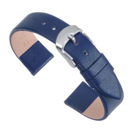 sourcing map Dark Blue Genuine Leather Band 12mm Width, Flat Thin Elegant Leather Watch Strap for Women