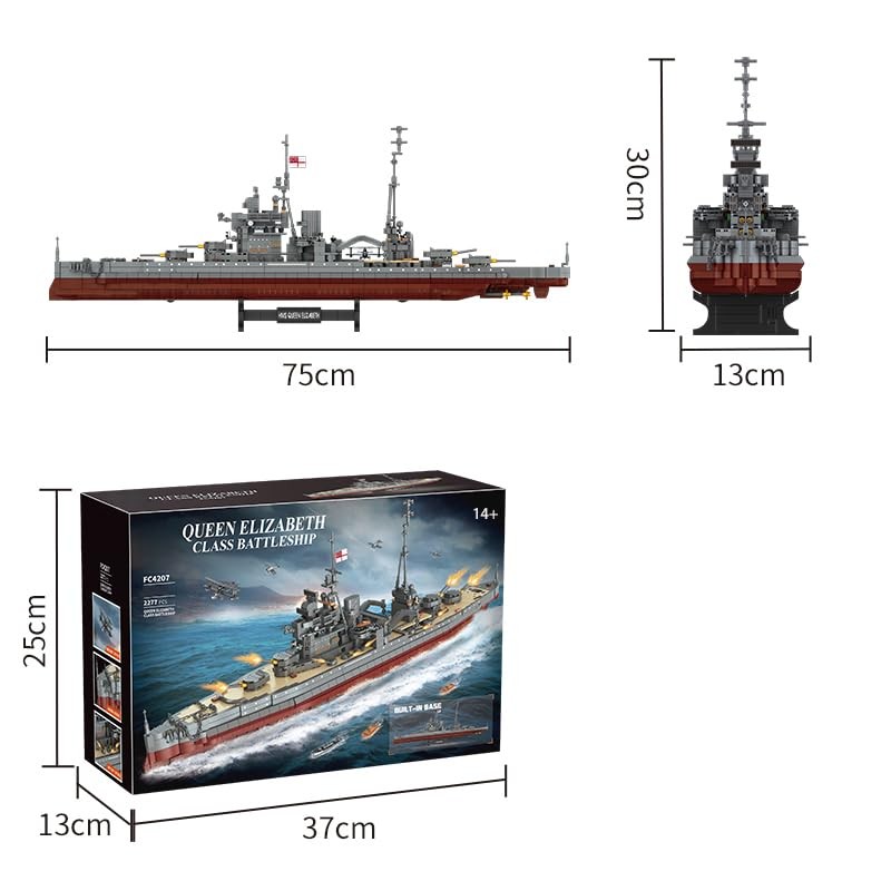 FULHOLPE Queen Elizabeth Class Battleship Building Blocks Set, MOC Military