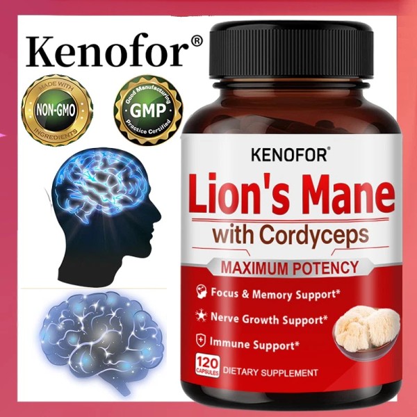 Kenofor Lion's Mane 4500 mg, supports brain and immune health,