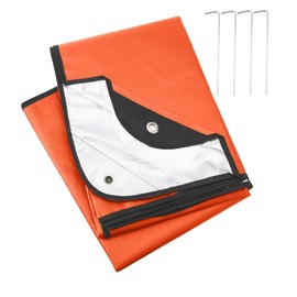 JUBSOSCAMP Ninth C Emergency Blanket 1 Piece, Keep Warm Mylar Blankets with 4 Iron Nails,1 Zipper Bag for Outdoor Survival Gear, Hiking, Camping (Polyester Film) (Orange)