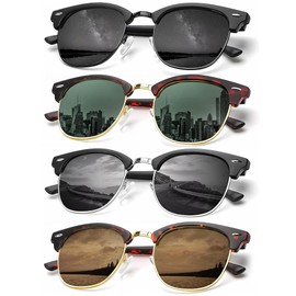 KALIYADI Polarized Sunglasses-for-Men Retro Sunglasses-Men: Semi-Rimless Frame Women Driving Sun glasses with UV Protection