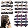 Sparkling Crystal Stone Braided Hair Clips for Women, Thick and