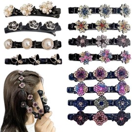 Sparkling Crystal Stone Braided Hair Clips for Women, Thick and Thin Hair Styling Sectioning (A+B+C, 12P)