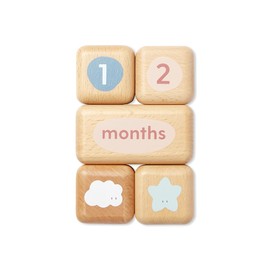 MORI Baby Wooden Milestone Blocks for Boys and Girls - Elegant Baby Growth Keepsake, Early Development Toy Set, Pastel Nursery Decor - Beech Wood, Non-Toxic - Suitable from Birth