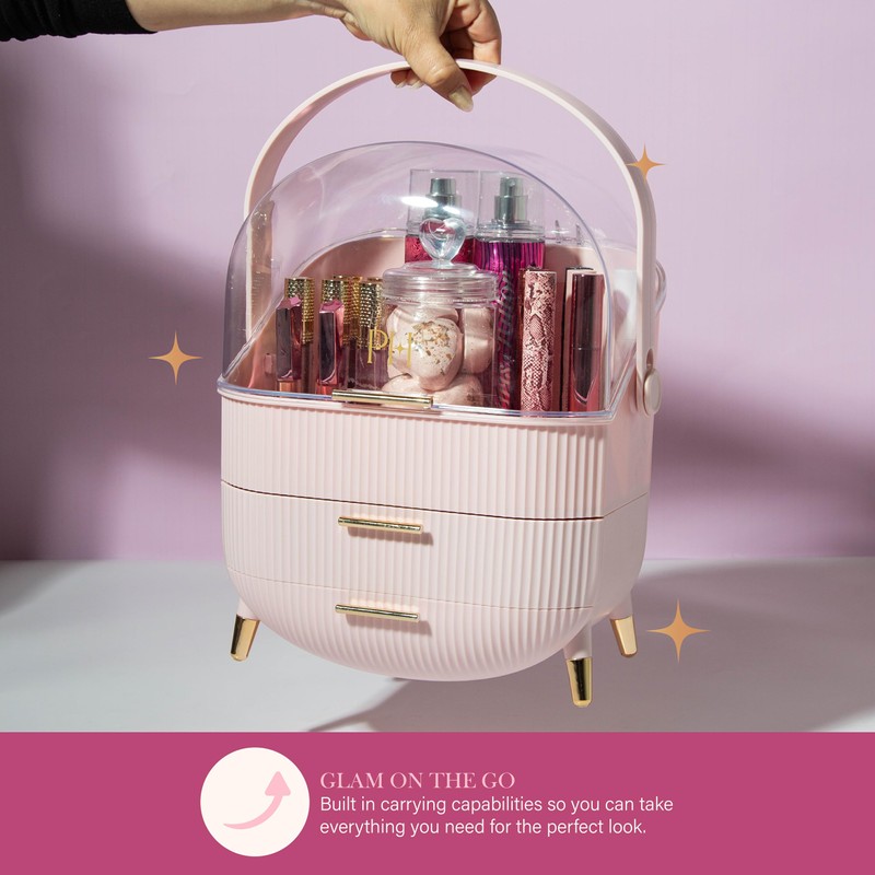 Paris Hilton Makeup Storage Organizer with Lid, Cosmetics and Skincare