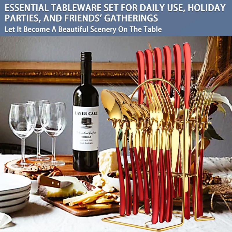 Caliamary 24 Pieces Silverware Set, Stainless Steel Flatware Set with