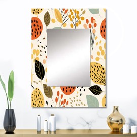 DesignQ Luminous Lace Floral Design I Floral Wall Mirror, Printed White Wall Mirror, Traditional Bathroom Wall Mirror, Decorative Floral Mirror - 24x32 Inches