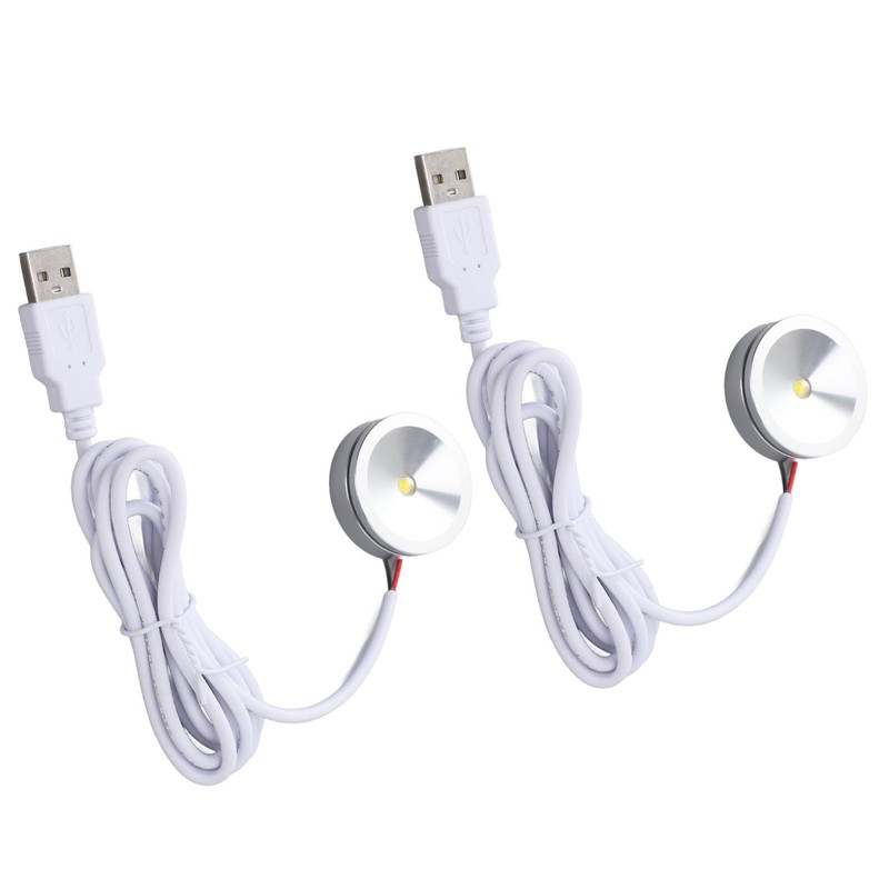 Round LED Display Spotlight 1W Jewelry Cabinet Light USB Plug
