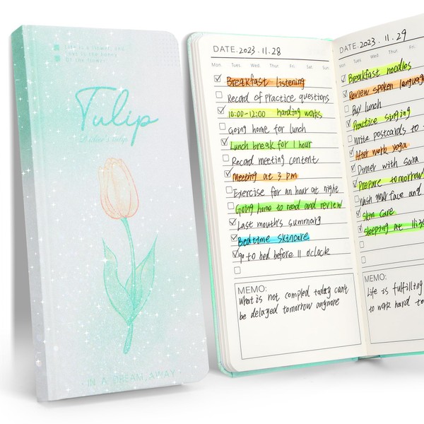 Toplive To Do List Notebook Planner Glitter Gradient Hard Cover,