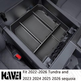 HGWEI Center Console Organizer Compatible with Toyota Tundra 2022 2023 2024 2025 2026 and 2023-2026 Toyota sequoia Accessories Insert Tray Armrest Secondary Storage Box Coin Holder (Black Trim)
