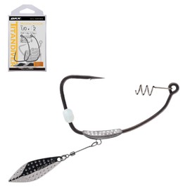 BKK TITANDIVER Soft Plastic Hook | 4/0 | 2-Pack | 2X |Needle Hook Point | Super Slide Coating | Fixed Lead | Removable Teaser Blade | Locking Spring | Weedless Fishing