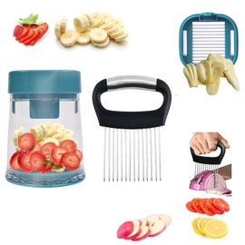 Fruit Slicer Set Egg Slicer Strawberry Slicer with Stainless Blades Onion Dicer Slicers Set for Garlic Banana Grape Tomato Lemon Onion Lightweight Detachable Fruit Cutter (Blue)