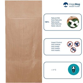 Vagabag Hüttenschlafsack Insektenschutz Seide - Reiseschlafsack Ultraleicht - Als Sommer Schlafsack und Schlafsack Inlay geeignet - Premium Seidenschlafsack 100% Naturseide