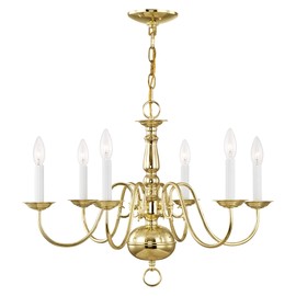 Livex Lighting 5006-02 Williamsburgh 6 Light Polished Brass Chandelier