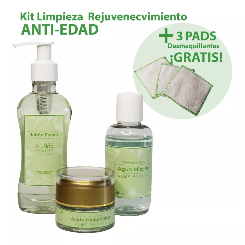 Eco-Beauty Kit Ácido Hialurónico, Agua Micela, Jabón Aloe Orgánico