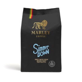 Decaffeinated Organic Ground Coffee 227g - Swiss Water Decaf - Medium Roast - Simmer Down Blend - Marley Coffee - From The Family of Bob Marley - V60 Filter Cafetiere Aeropress - Strength 3