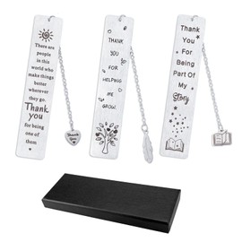 3 Pcs Metal Bookmarks for Women Men - Stocking Stuffers for Women, Teacher Gifts from Student for Appreciation Christmas Thank You Birthday Graduation, Inspirational Gifts for Coworker Book Lovers